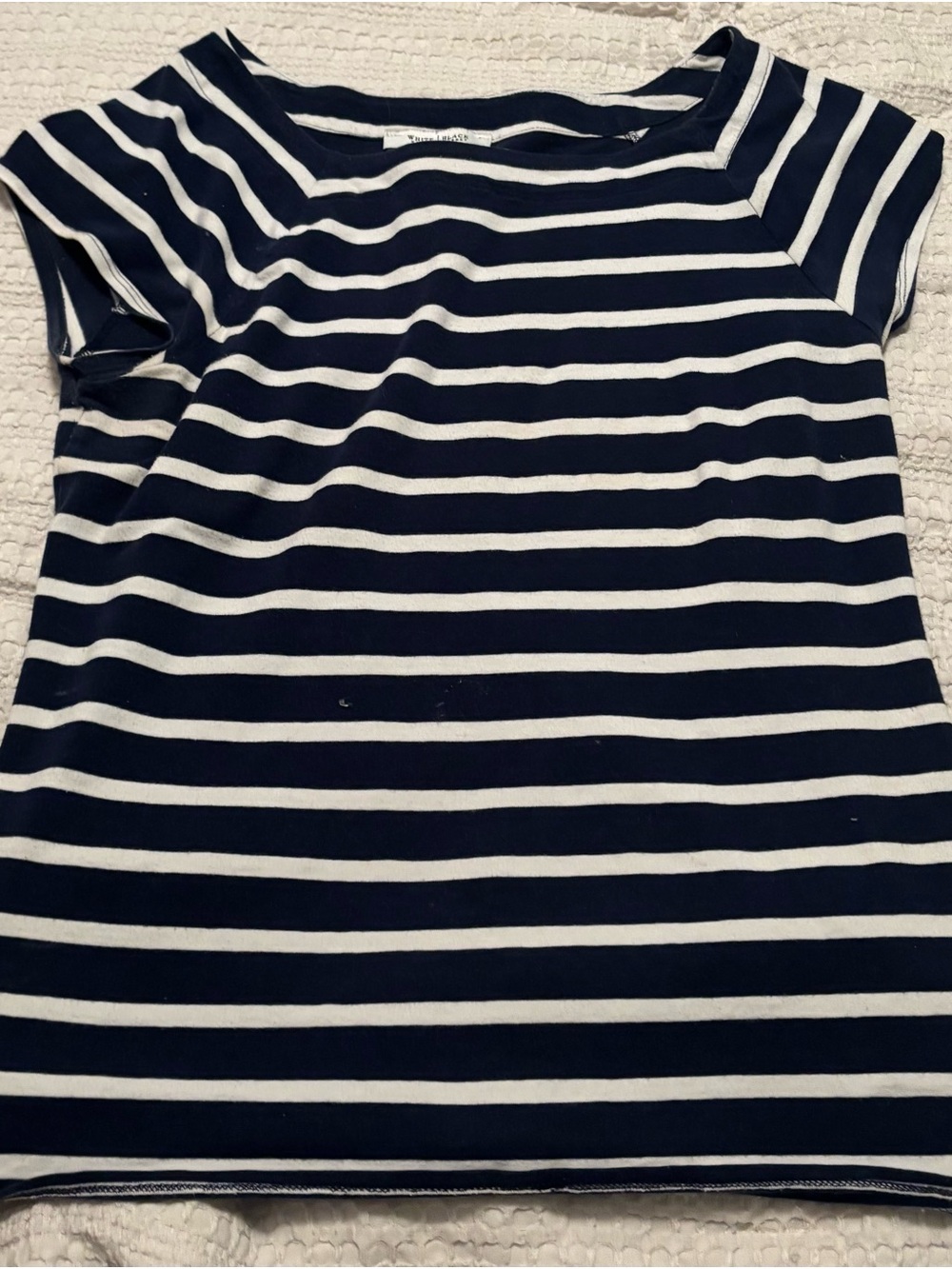 White House Black Market Navy & White Striped Short Sleeve Tee